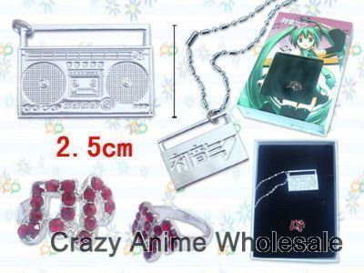 Miku anime ring and necklace set