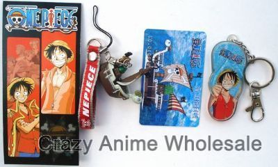one piece anime keychain set