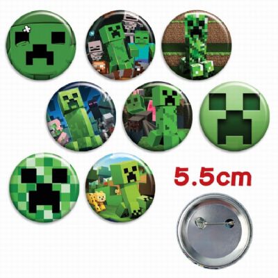 Minecraft a set of 8 Tinplate Badge Brooch