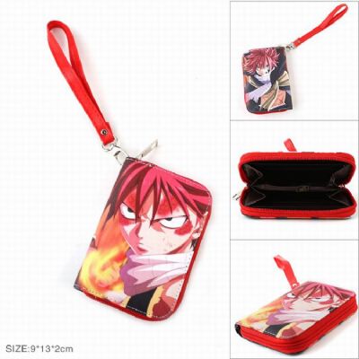 Fairy tail PU printing With lanyard Zipper wallet 
