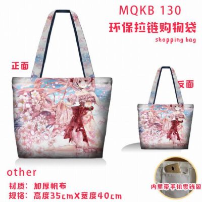 Hatsune Miku Full color green zipper shopping bag 