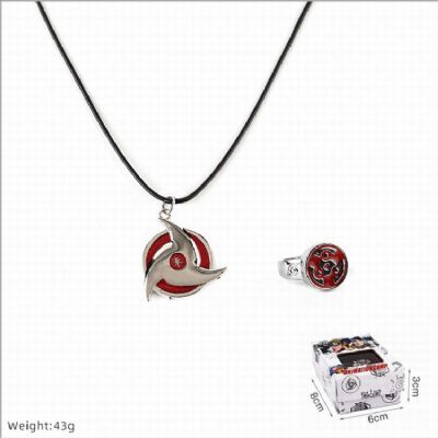 Naruto Ring and stainless steel black sling neckla