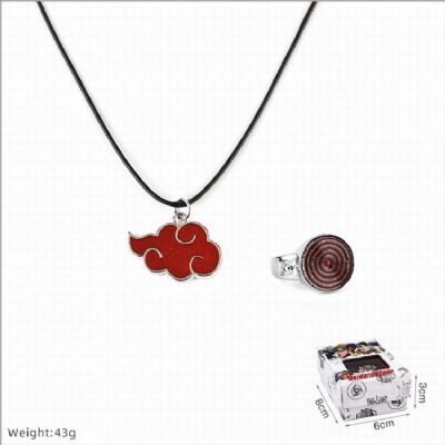 Naruto Ring and stainless steel black sling neckla