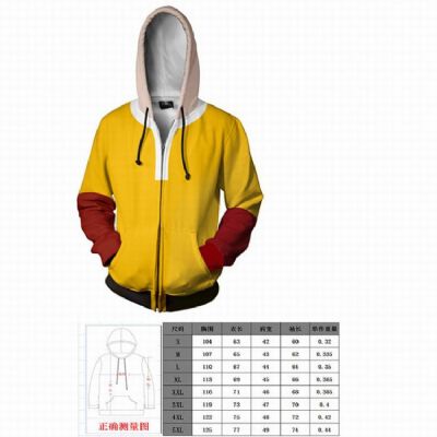 One Punch Man Anime new Yellow color Hoodie zipper