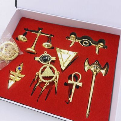 Yugioh a set of eight Gold Keychain Pendant Neckla