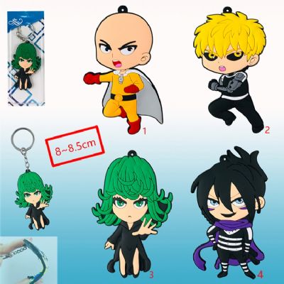 one punch man anime rubber keychain