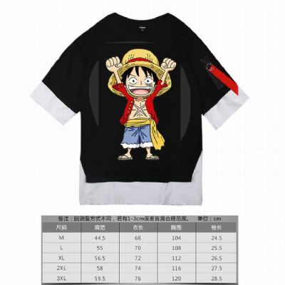 One Piece Luffy-7 black Loose cotton fake two shor