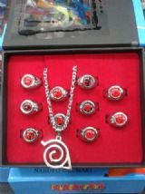 Naruto Sya Rin Gan Ring and Konoha Necklace Set