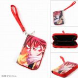 Fairy tail PU printing With lanyard Zipper wallet 