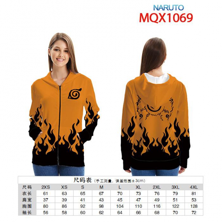 Naruto Full color zipper hooded Patch pocket Coat Hoodie 