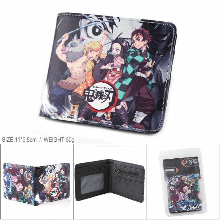 Demon Slayer Kimets-4 Full color PU silk screen two fold short card holder wallet