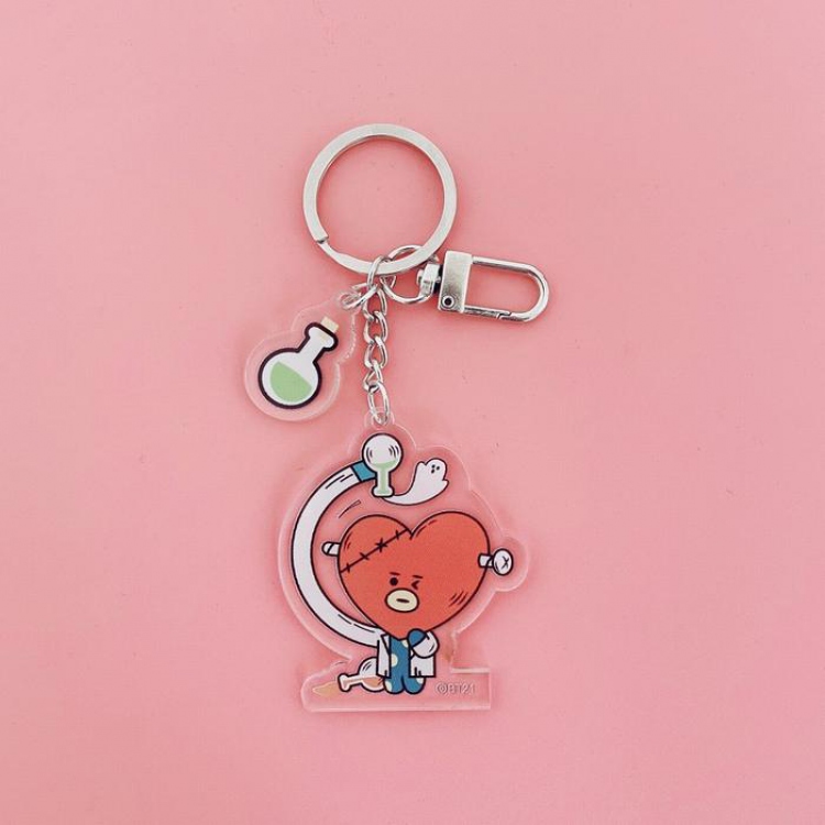 BTS Love Cartoon transparent acrylic keychain pendant price for 5 pcs