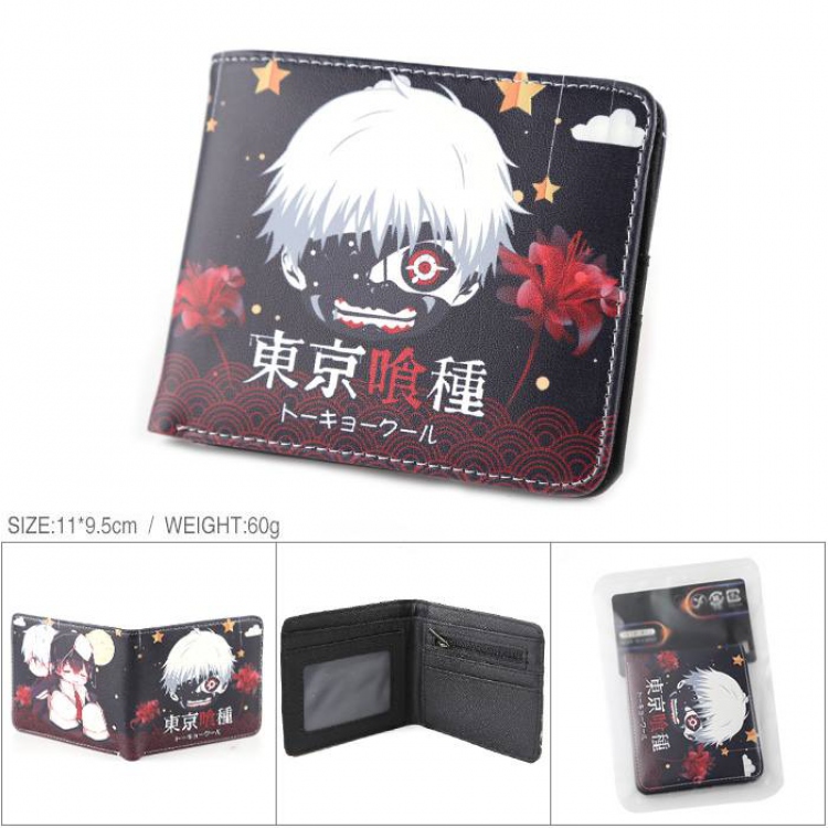 Tokyo Ghoul Full color PU silk screen two fold short card holder wallet