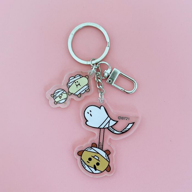 BTS Biscuits Cartoon transparent acrylic keychain pendant price for 5 pcs