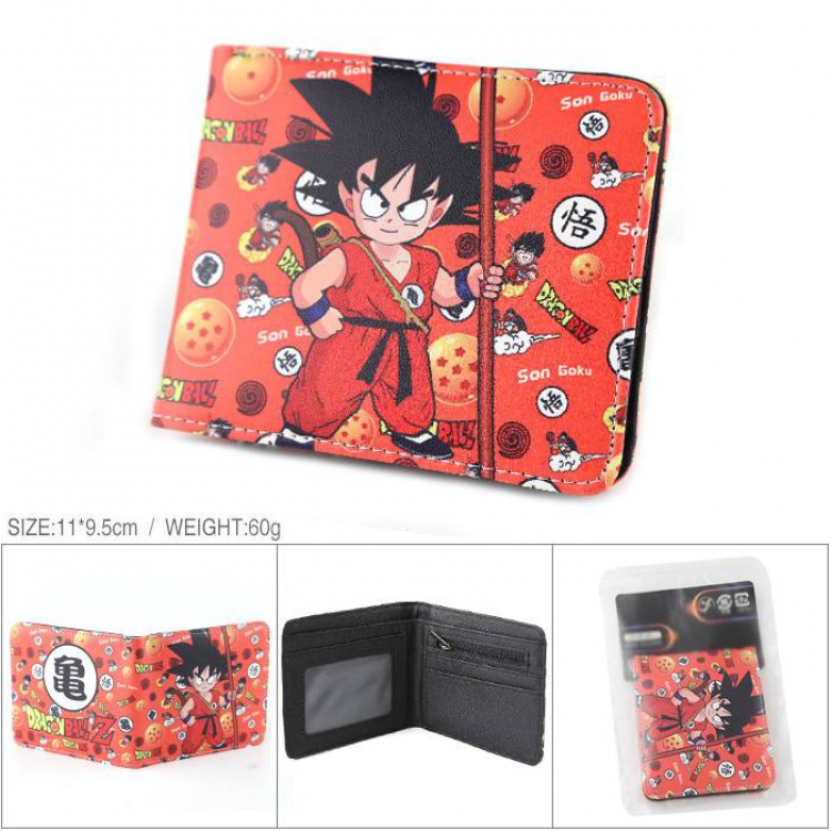 Dragon Ball Full color PU silk screen two fold short card holder wallet