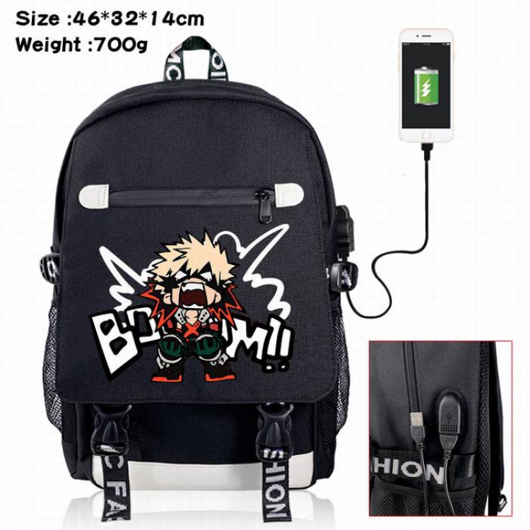 My Hero Academia-3A Black Color data cable Backpack