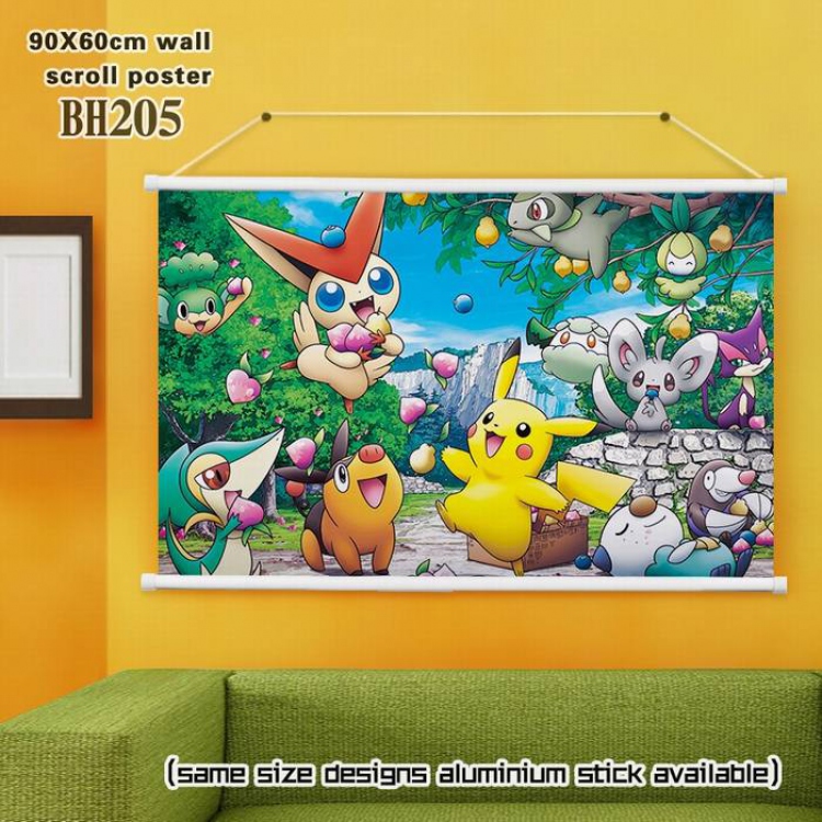 Pokemon White Plastic rod Cloth painting Wall Scroll 60X90CM BH205