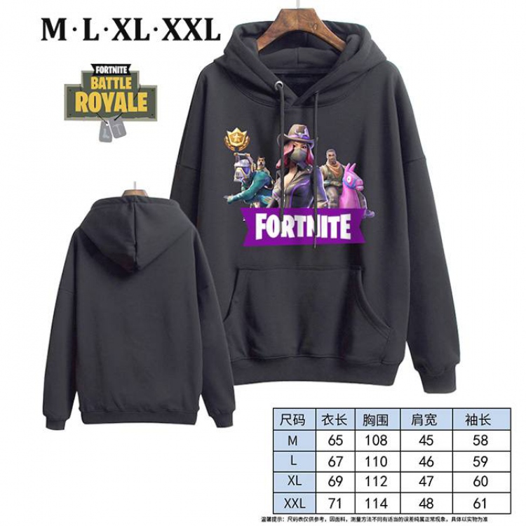Fortnite-8 Black Printed hooded and velvet padded sweater M L XL XXL