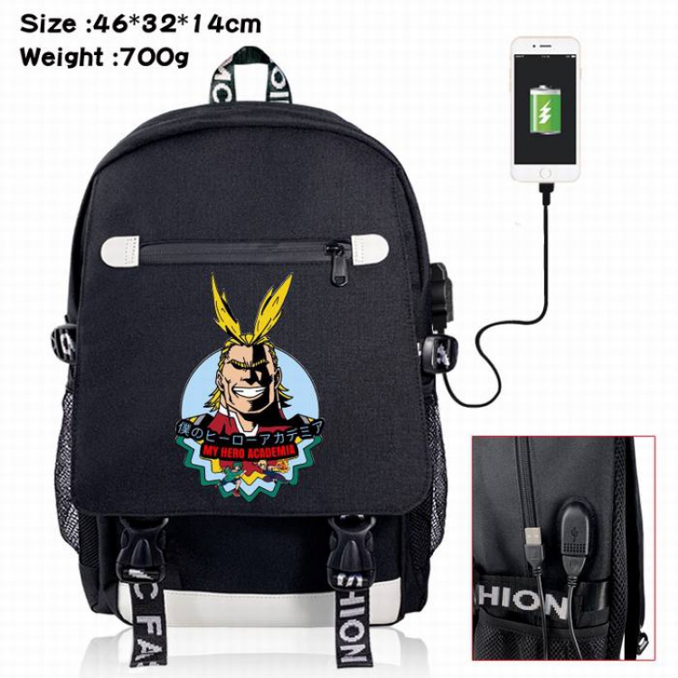 My Hero Academia-4A Black Color data cable Backpack