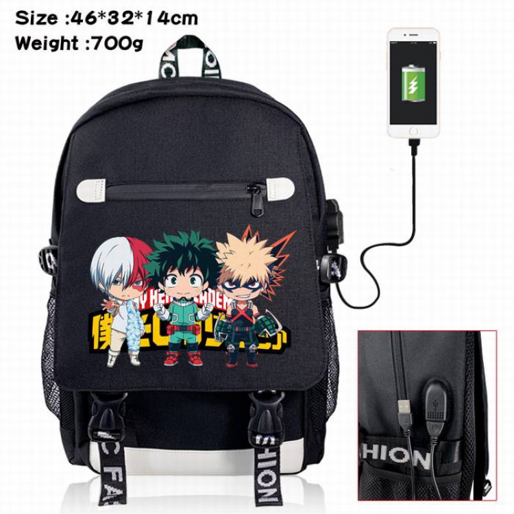 My Hero Academia-5A Black Color data cable Backpack