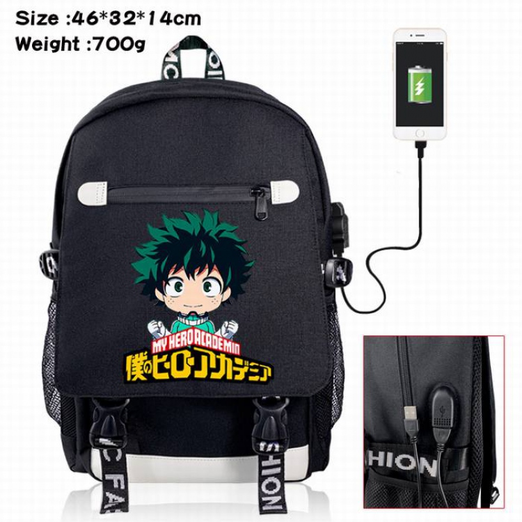 My Hero Academia-6A Black Color data cable Backpack