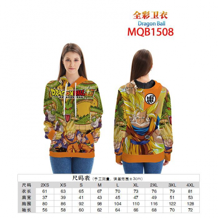Dragon Ball Full color zipper hooded Patch pocket Coat Hoodie 9 sizes from XXS to 4XL MQB1508