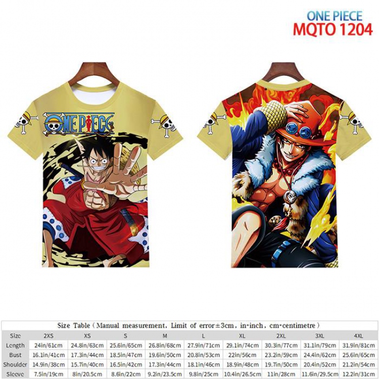 One Piece full color short sleeve t-shirt 9 sizes from 2XS to 4XL MQTO-1204