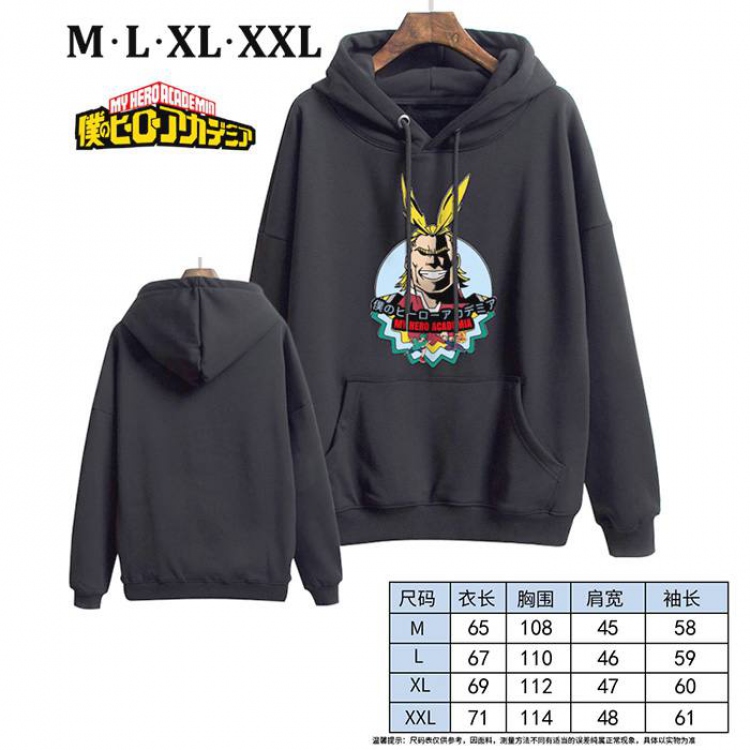 My Hero Academia-4 Black Printed hooded and velvet padded sweater M L XL XXL