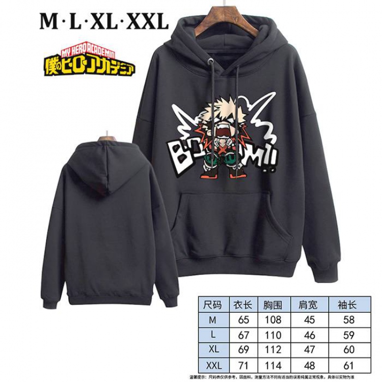 My Hero Academia-3 Black Printed hooded and velvet padded sweater M L XL XXL