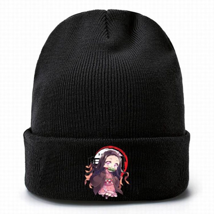 Demon Slayer Kimets-9 Black Thicken Knitting Hat Head circumference (bouncy）