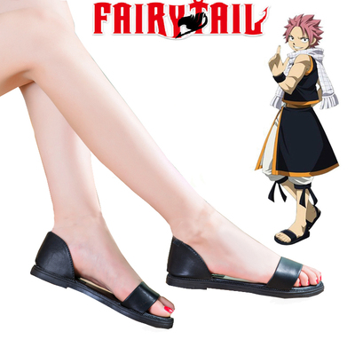 Fairy Tail Dragon Slayers Natsu Dragneel Female Black Sandals Anime Cosplay Shoes 35-40 yards