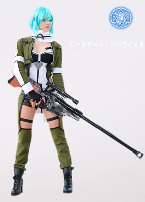 Sword Art Online Ⅱ Phantom Bullet Sinon Gun Gale Online Uniform Cosplay Costume XXS XS S M L XL XXL XXXL 7 days prepare