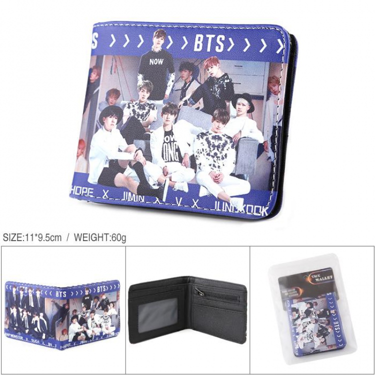 BTS Full color PU silk screen two fold short card holder wallet Style A