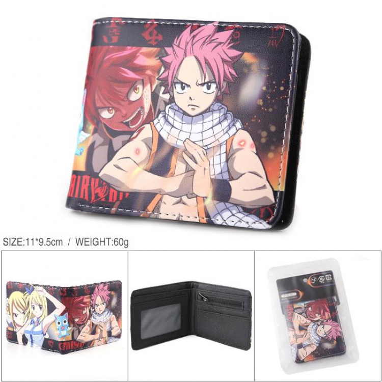 Fairy Tail Full color PU silk screen two fold short card holder wallet