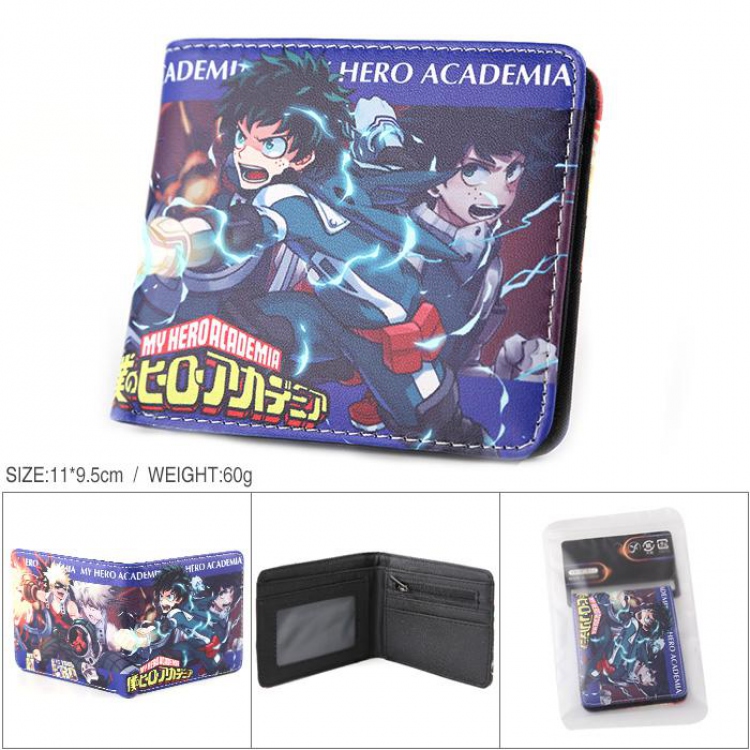 My Hero Academia Full color PU silk screen two fold short card holder wallet