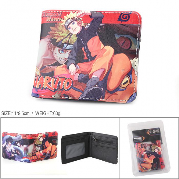 Naruto Full color PU silk screen two fold short card holder wallet Style A