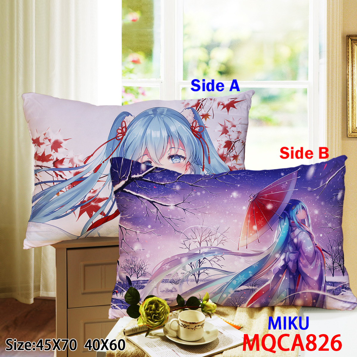 miku.hatsune anime double face cushion 45*60cm