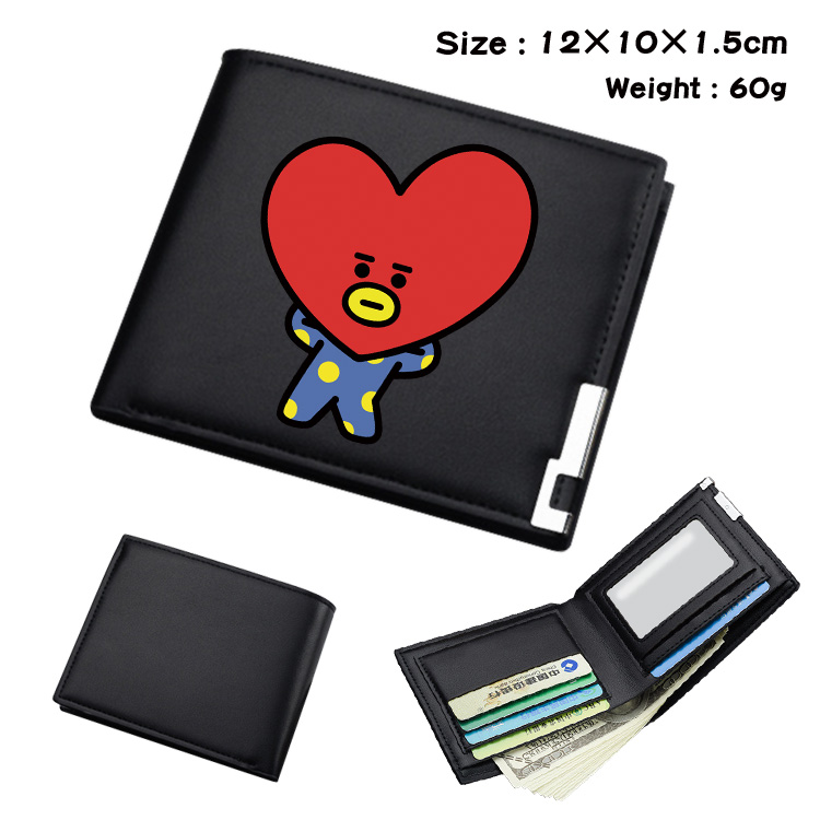 btx Black short folding leather wallet