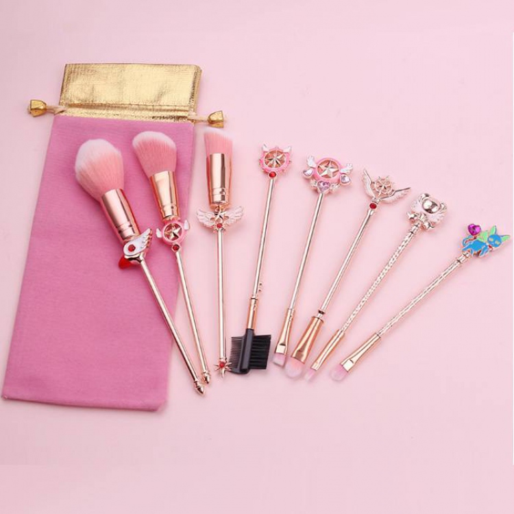 Card Captor Sakura Rose gold makeup brush a set of eight Cloth bag 15.5-19.5CM price for 2 set