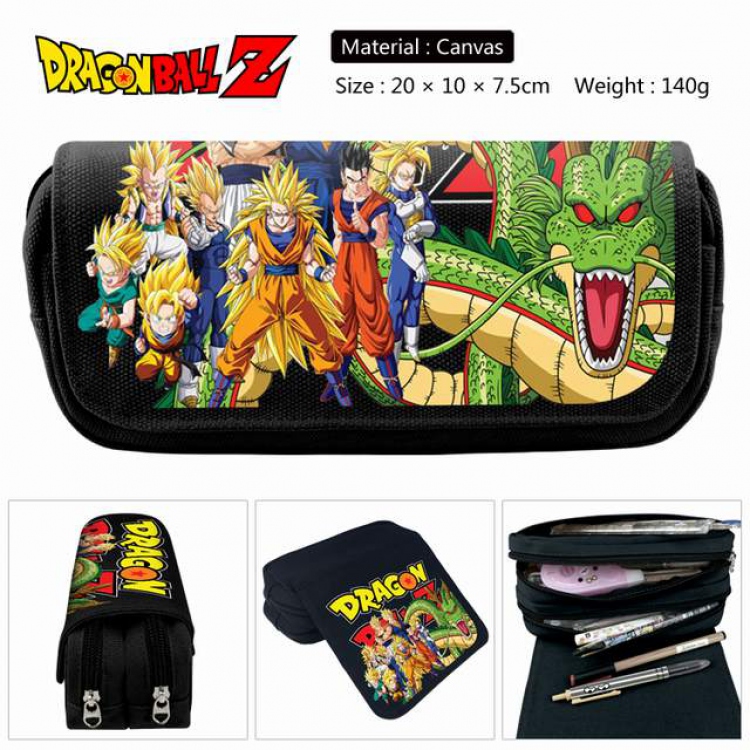 Dragon Ball Anime double layer multifunctional canvas pencil bag stationery box wallet 20X10X7.5CM 140G Style G