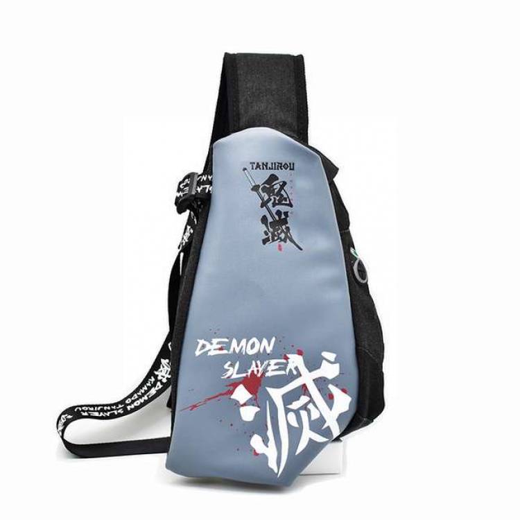 Demon Slayer Kimets Anime shoulder chest bag PU canvas belt bag 21X6.5X29CM shoulder strap length 118CM 0.32KG