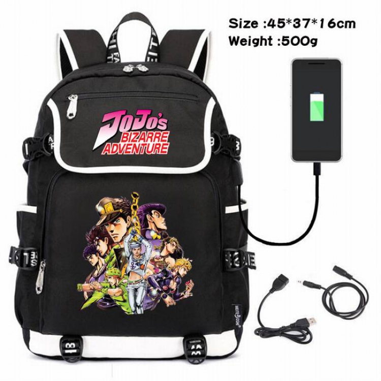 JoJos Bizarre Adventure-013 Anime 600D waterproof canvas backpack USB charging data line backpack