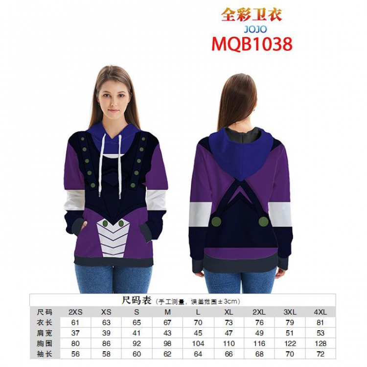 JoJos Bizarre Adventure Full color zipper hooded Patch pocket Coat Hoodie 9 sizes from XXS to 4XL MQB1038