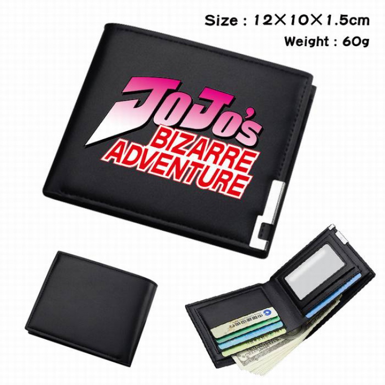 JoJos Bizarre Adventure-032 Black Anime Short Folding Leather Wallet 12X10X1.5CM 60G
