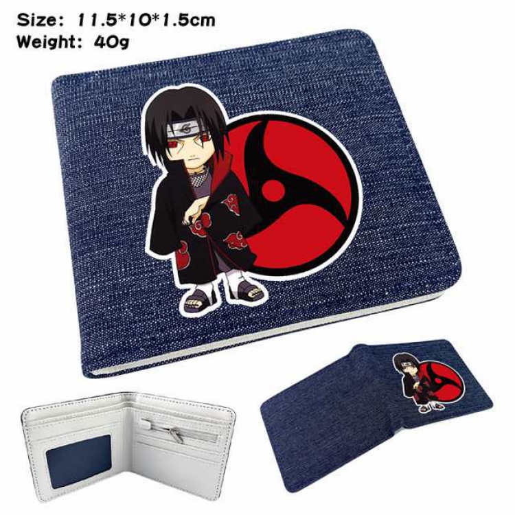 Naruto Uchiha Itachi Digital printed denim bi-fold wallet 11.5X10X1.5CM 40G