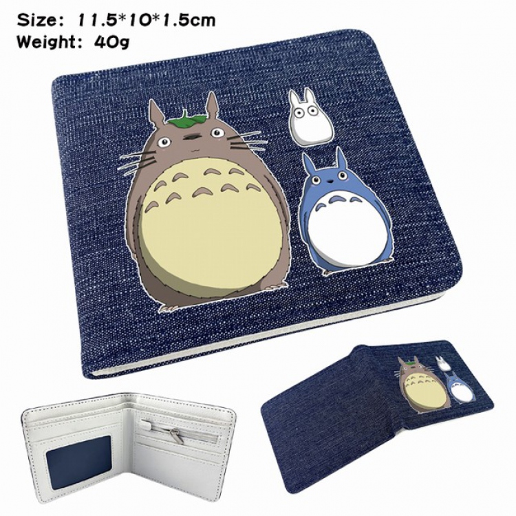Totoro Digital printed denim bi-fold wallet 11.5X10X1.5CM 40G