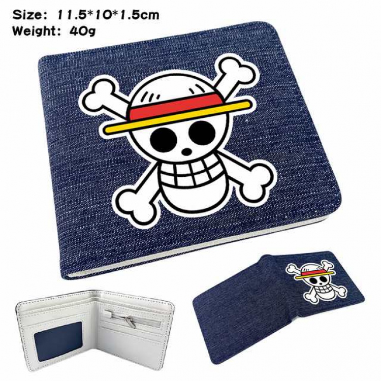 One Piece Luffy Digital printed denim bi-fold wallet 11.5X10X1.5CM 40G