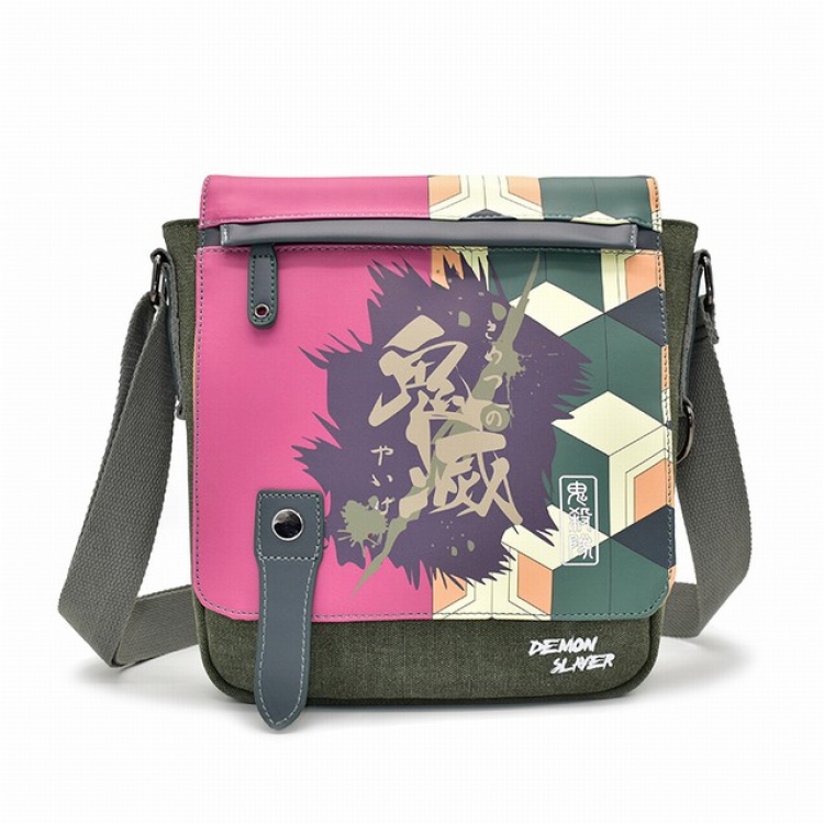 Demon Slayer Kimets Tomioka Giyuu Anime canvas PU shoulder bag 25X7X28CM 0.5KG