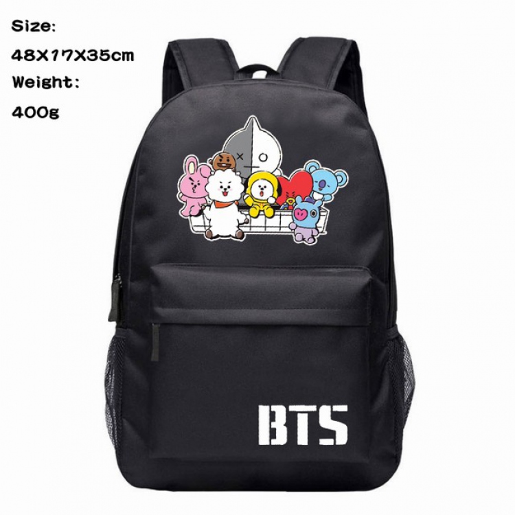BTS Anime 600D Canvas Backpack Waterproof School Bag 48X17X35CM 400G