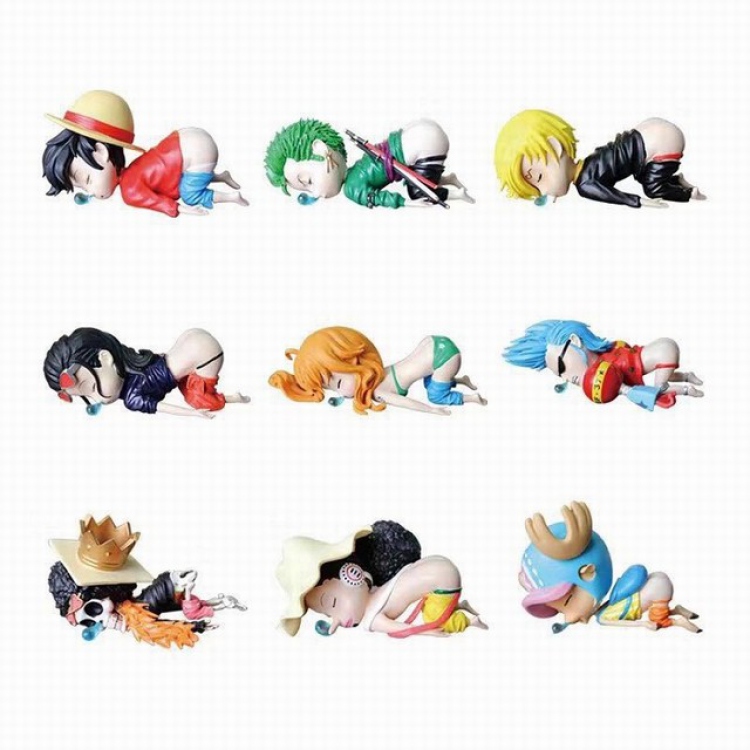 One Piece sleep-inducing insect Boxed Figure Decoration Model 6CM high and 10CM long 0.08KG a set of 9
